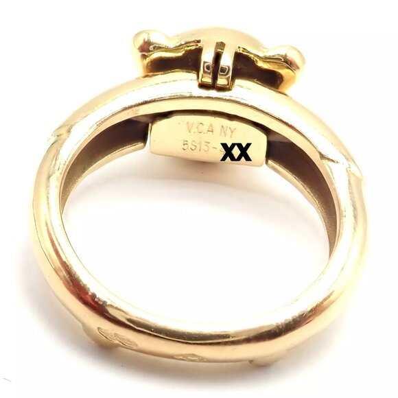 Authentic! Van Cleef & Arpels 18k Yellow Gold Teddy Bear Band Ring Pendant - Picture 5 of 11